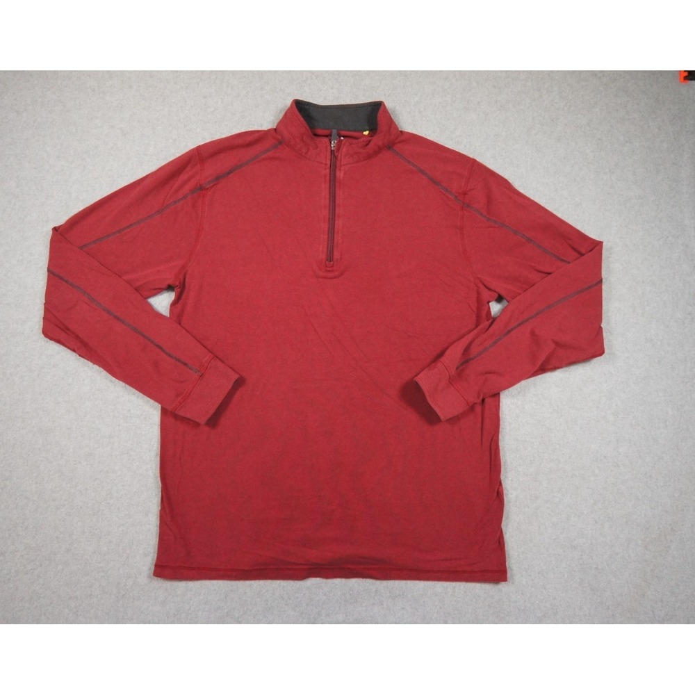 TASC Shirt Mens Medium Red Long Sleeve 1/4 Zip Performance Bamboo Blend Outdoors